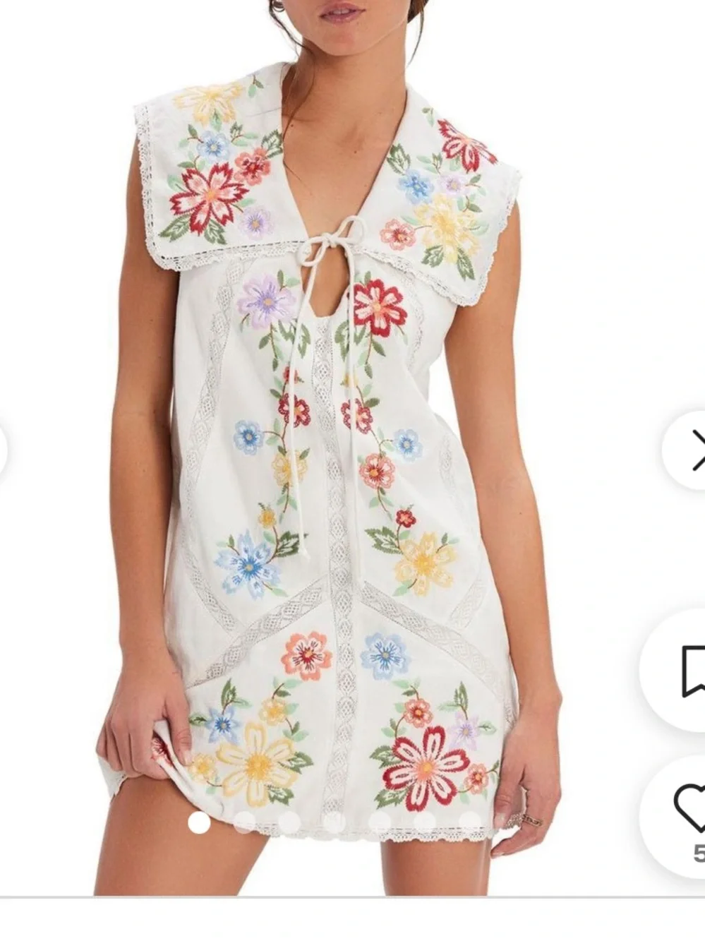 New Free People willow embroidered cotton mini dress size xs